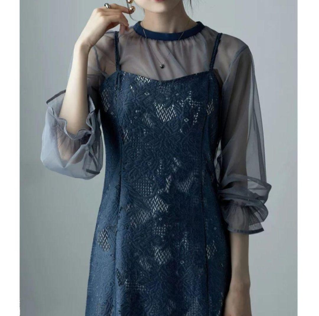 エトル 3wayシフォンボレロ&レースキャミドレス ワンピース 結婚式