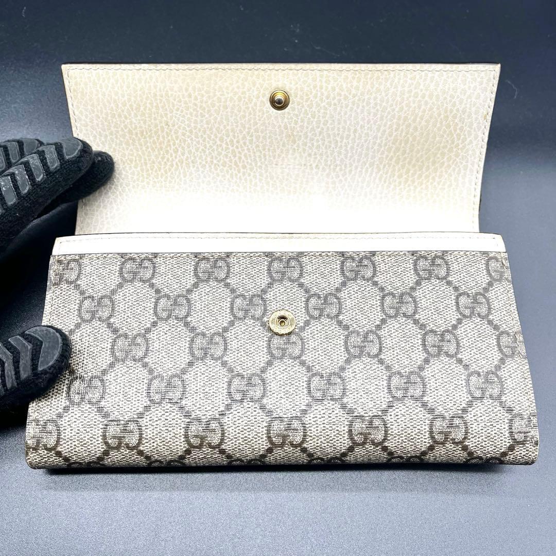美品/現行✨グッチ 長財布 折財布 GGスプリーム×レザー マーモント ベージュ