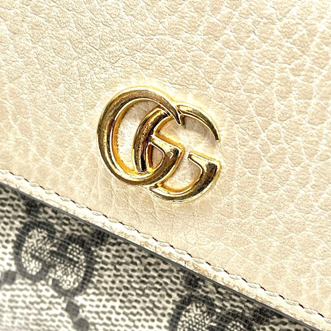 美品/現行✨グッチ 長財布 折財布 GGスプリーム×レザー マーモント ベージュ