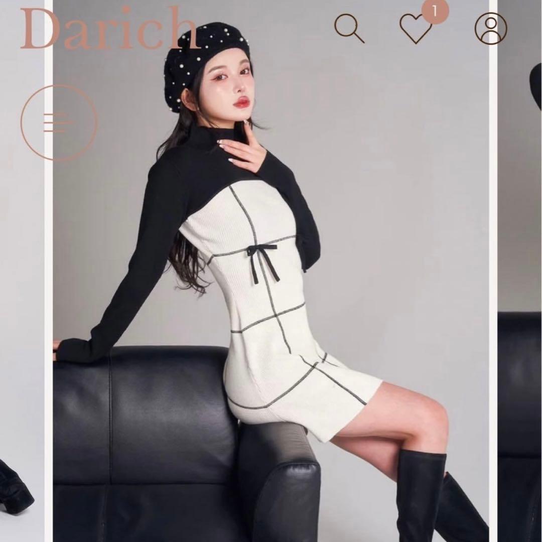 Darich ドッキングリボンデザインニットミニワンピース FREE-L