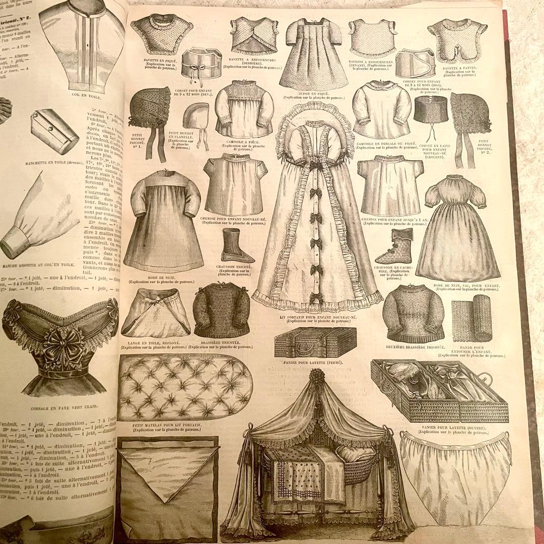 【希少】1869年ラモードイリュストレ モード紙　大型古書　フランスアンティーク