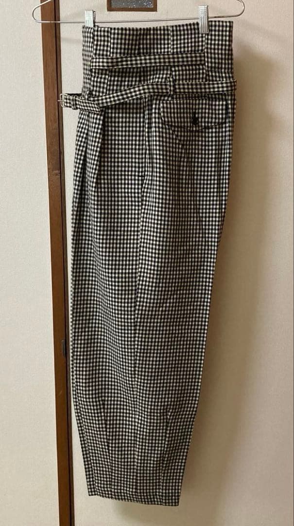 ハイウエスト 白黒チェック ウール秋冬パンツ　レディースM 1987年　川久保怜