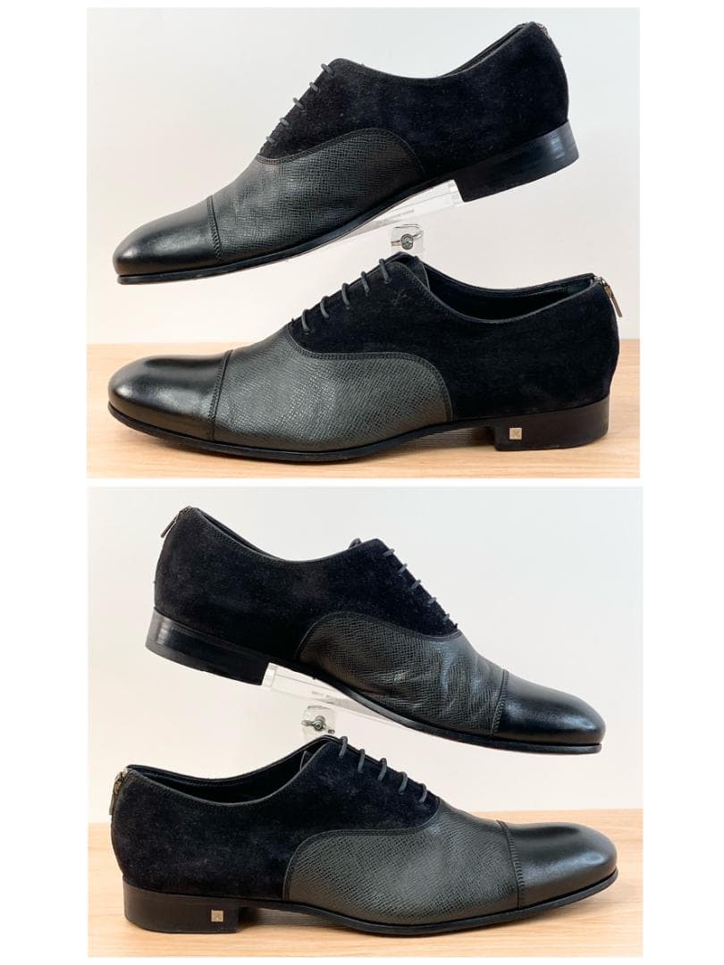 ルイヴィトン タイガ ビジネスシューズ スエード レザー コンビ 黒 26.5㎝