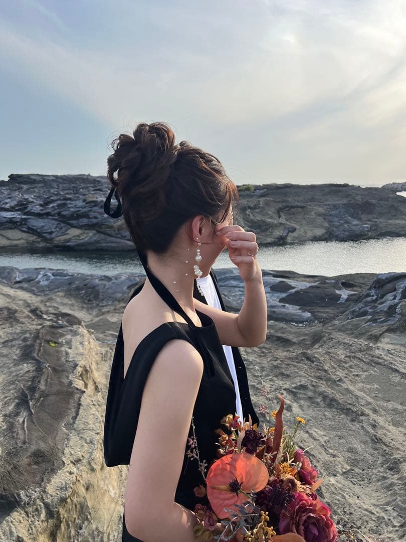 ⭐︎とうふ⭐︎ブラックドレス ウエディング 前撮り フレアドレス 二次会