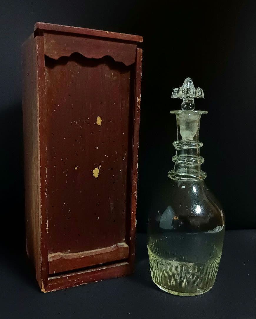 【希少】江戸ガラス デキャンタ 木箱付き アンティーク 時代ガラス