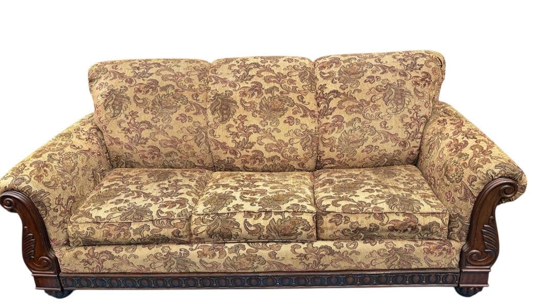 Ashley花柄デザイン 3人掛けソファベッド美品