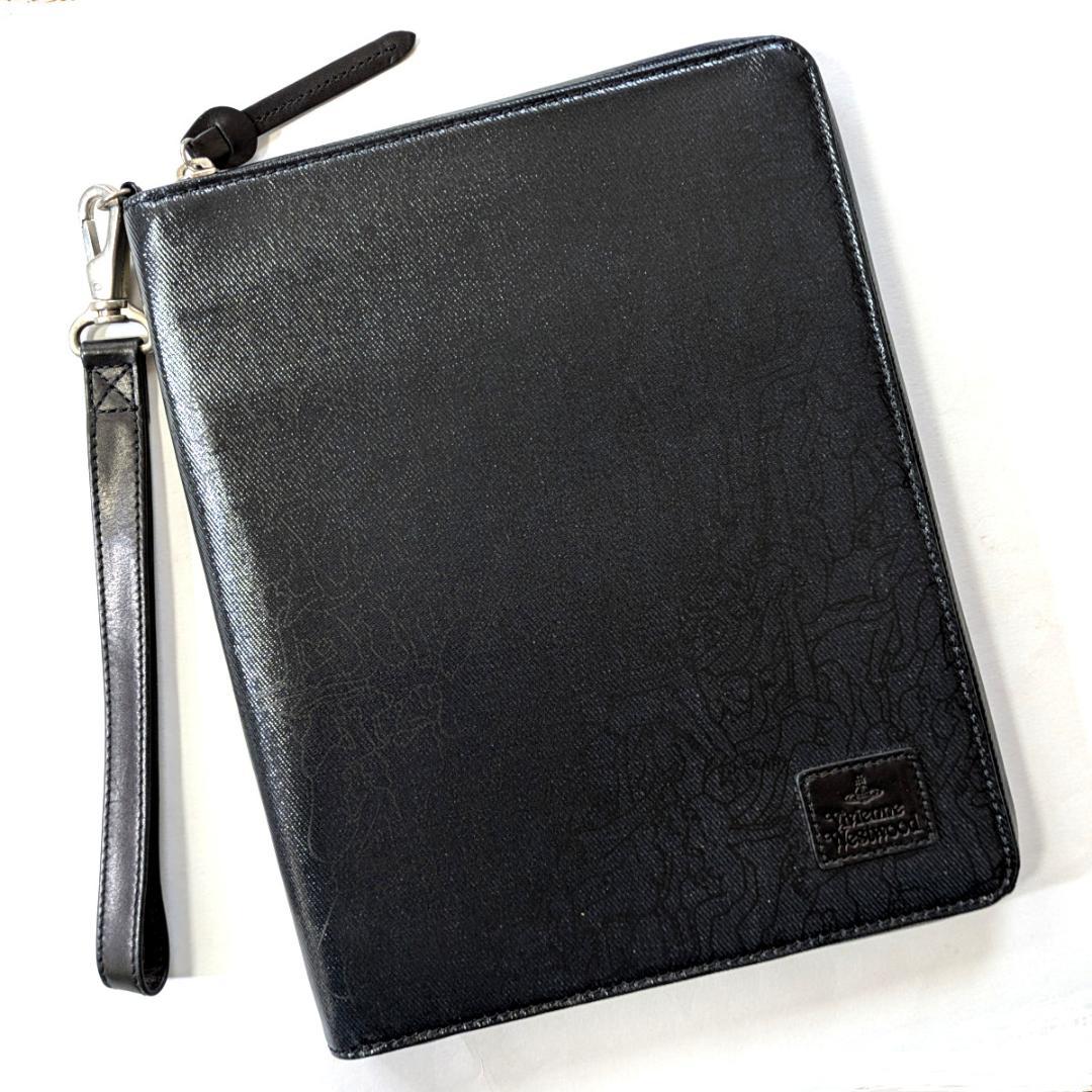 vwip1 新品 ヴィヴィアン IPADケース ブラック 本革/レザーストラップ