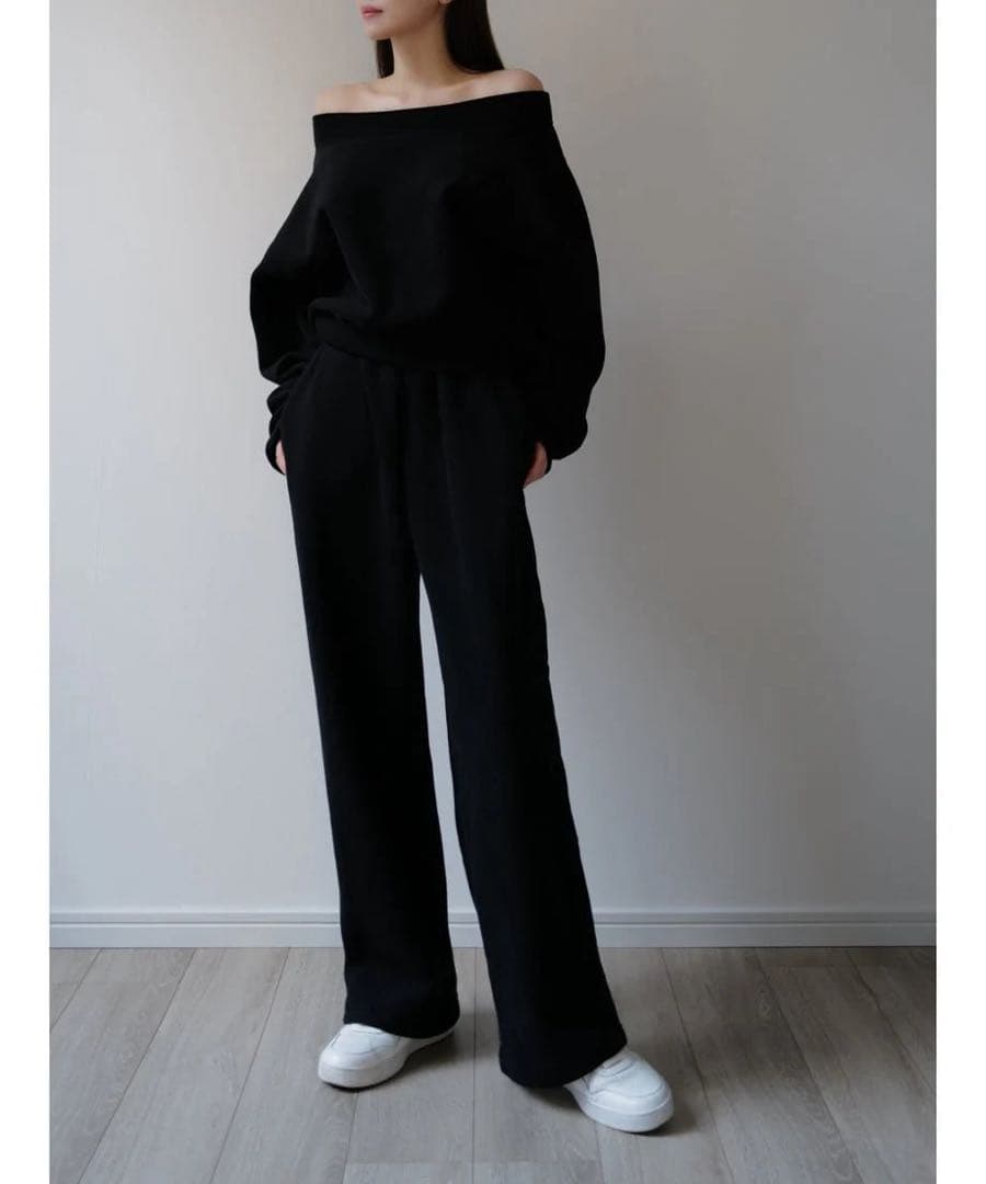 maison celon オフショルダー スウェット セットアップ 黒