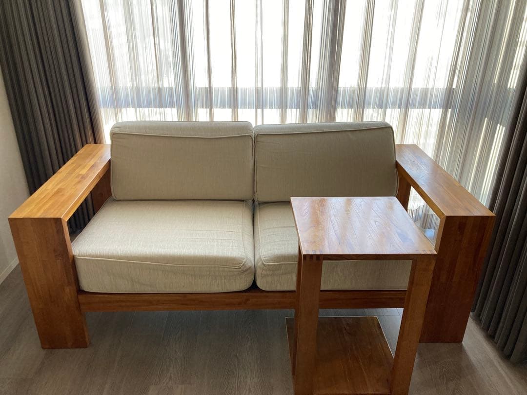 スキャンテーク　ソファ チーク材　2.5人掛けソファ