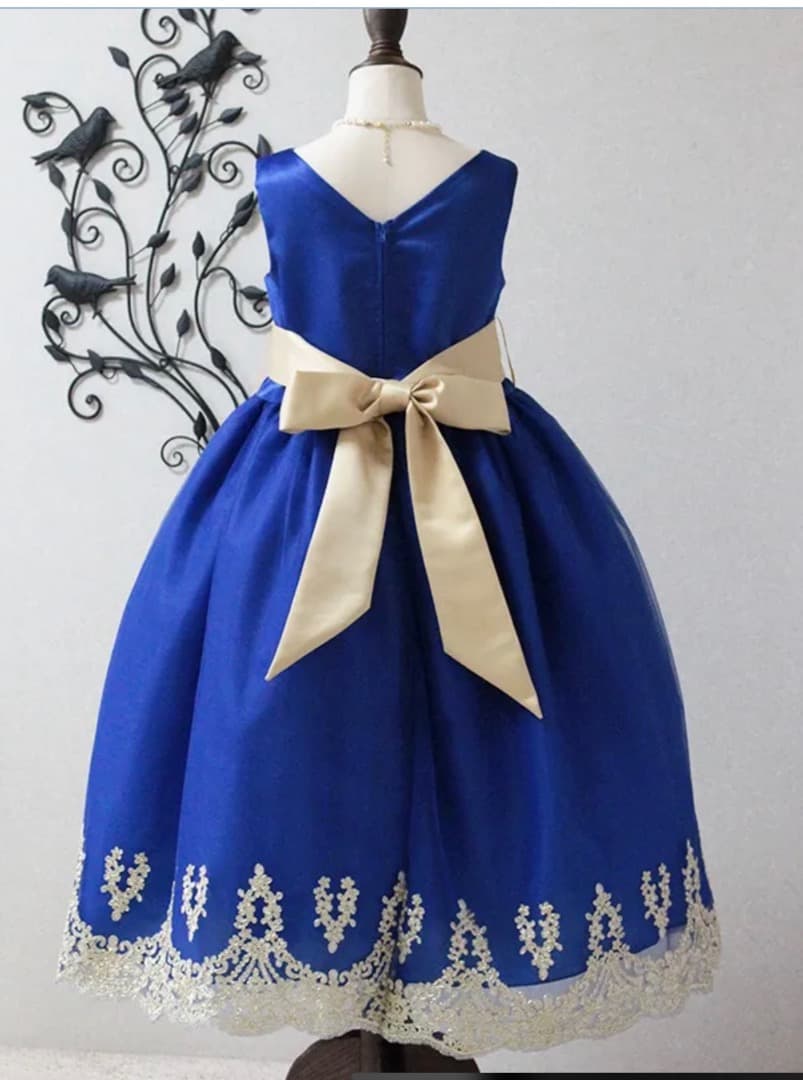 【美品】ジュニアドレス　ピアノ発表会ドレス　160cm ロイヤルブルー　青い鳥