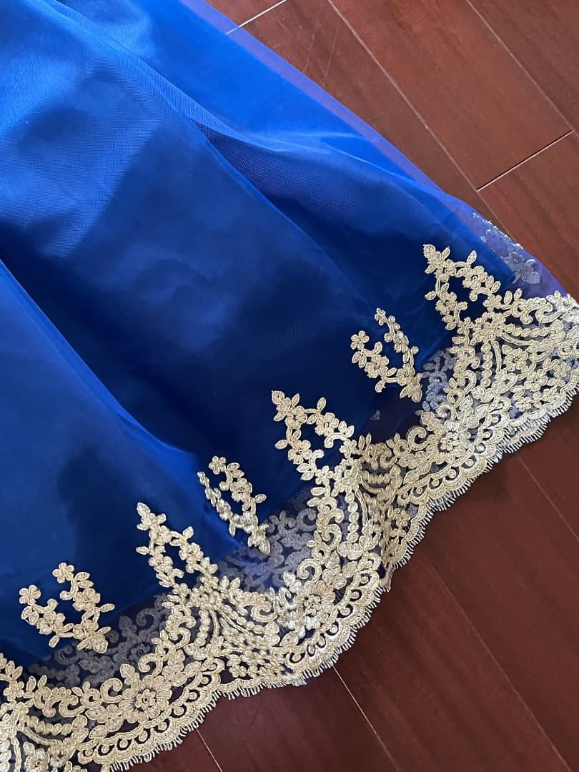 【美品】ジュニアドレス　ピアノ発表会ドレス　160cm ロイヤルブルー　青い鳥