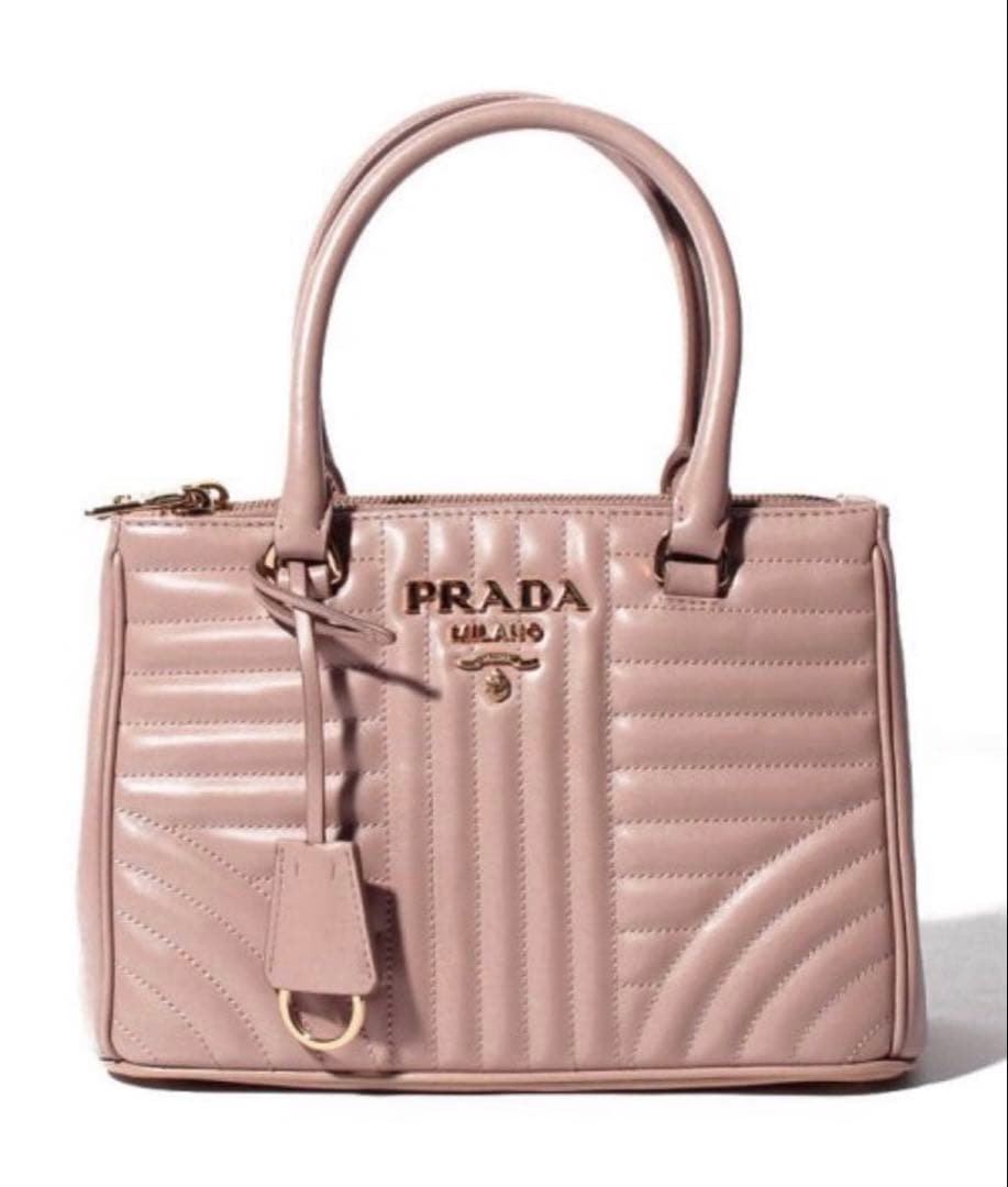 PRADA ダイアグラム ガレリアトートバッグピンクベージュ