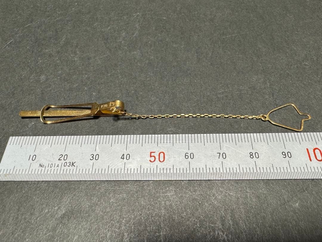 ぴ*の様 K18 刻印 タイピン チェーン付き / 不用品 現状渡し