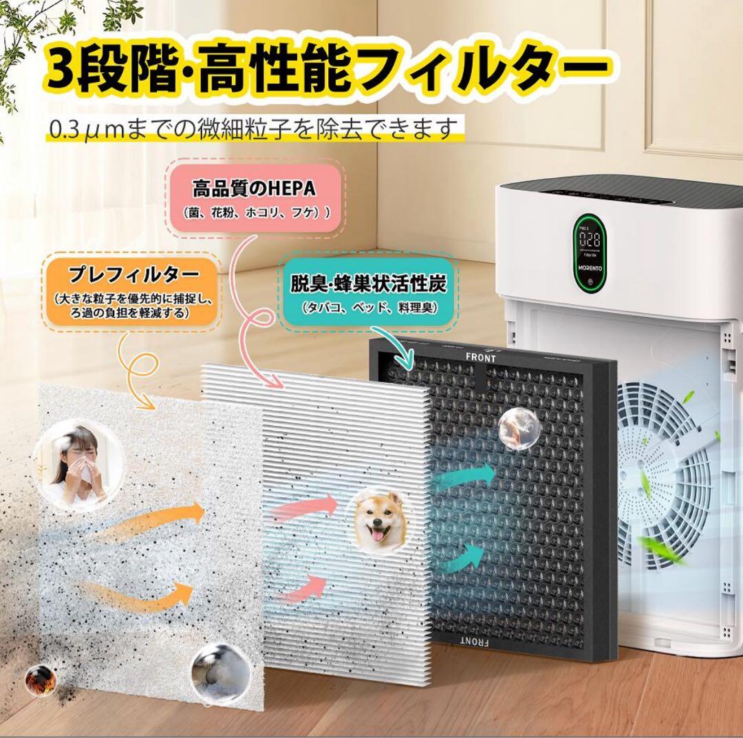 【強力吸引・浄化】 インテリジェント空気清浄機 60畳 APPリモコン 376