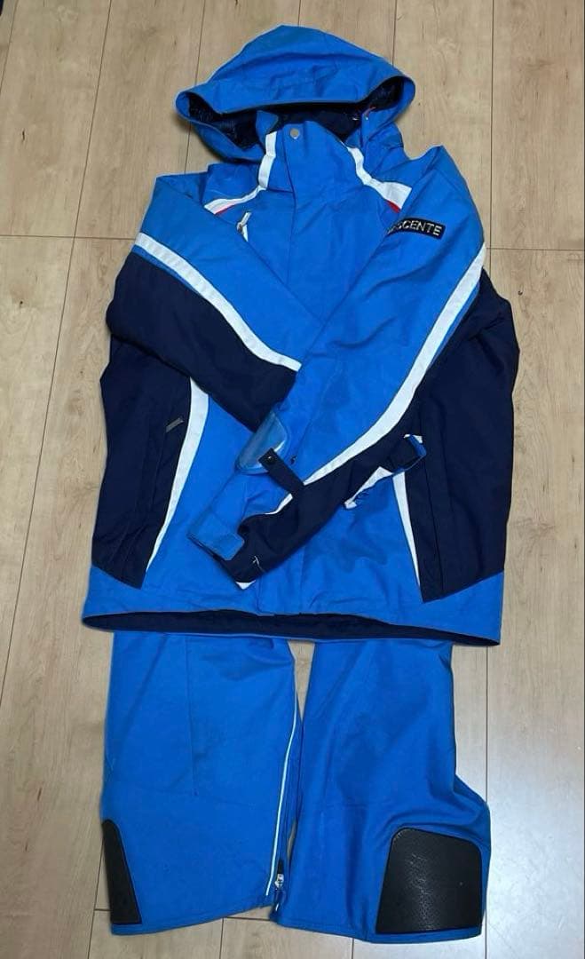 DESCENTE スキーウェア 青 フード付き