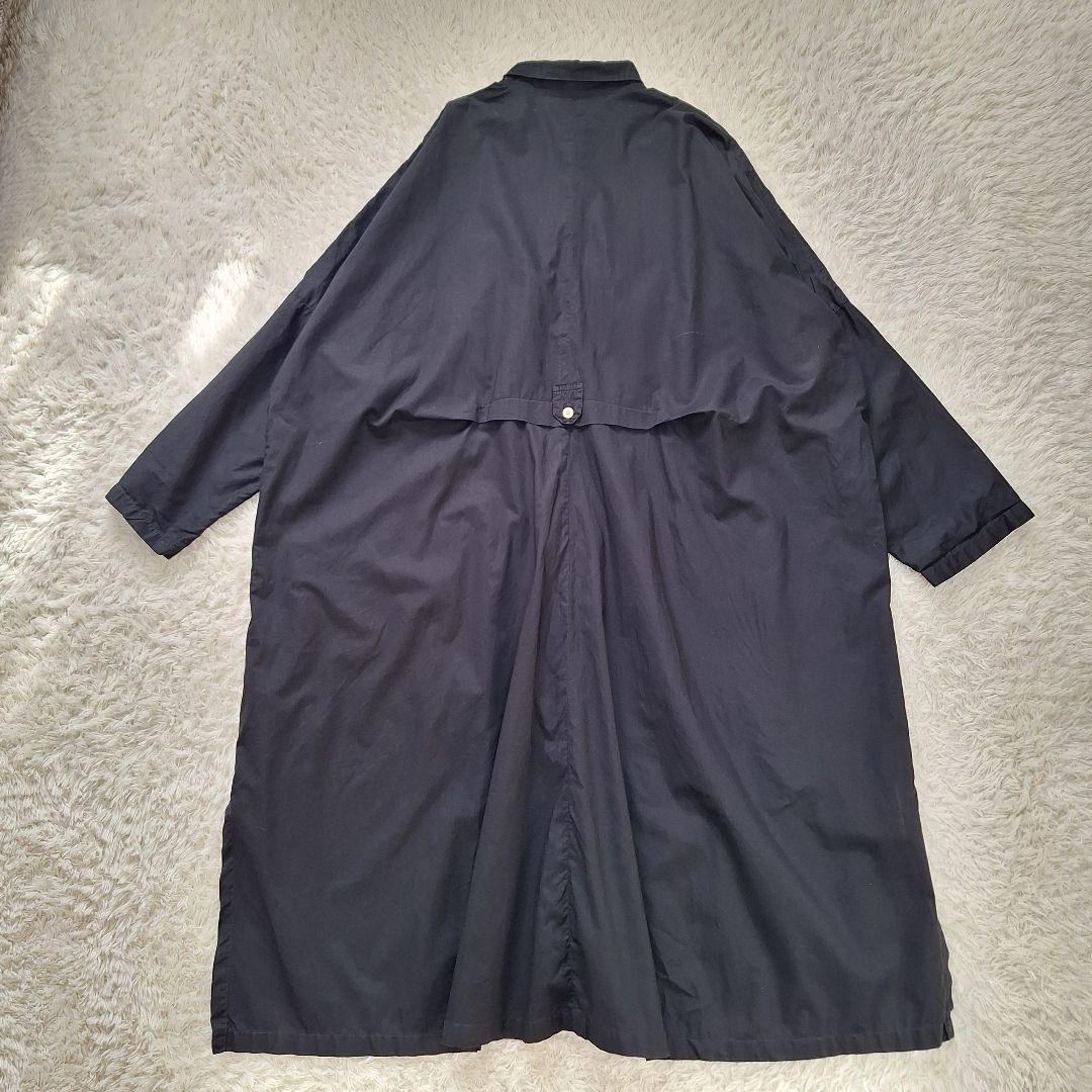 ヤッコマリカルド　横ピンタックコットンシャツワンピース　ブラック　ゆったり