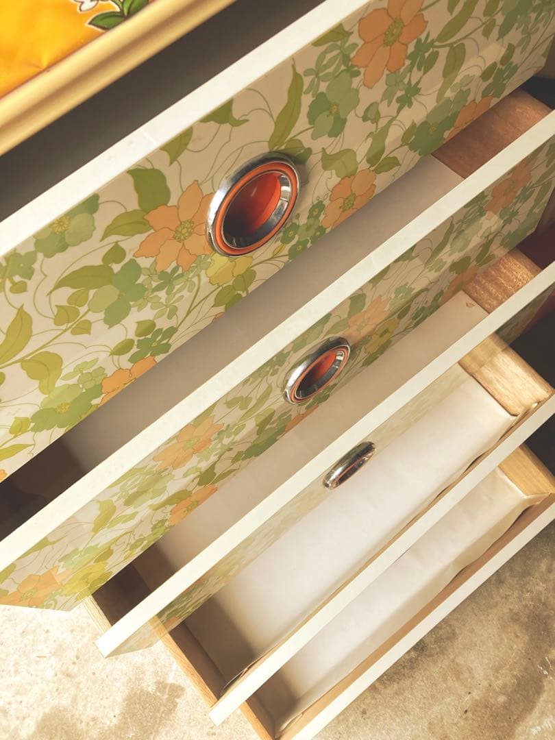 昭和レトロ レトロポップ 超美品 タンス 収納ケース 引き出し 花柄 グリーン