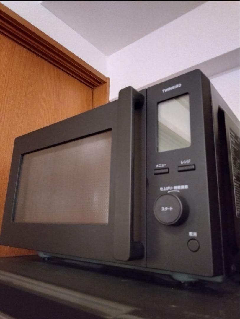 【美品】ツインバード　センサー付　フラット　電子レンジ　18L　黒