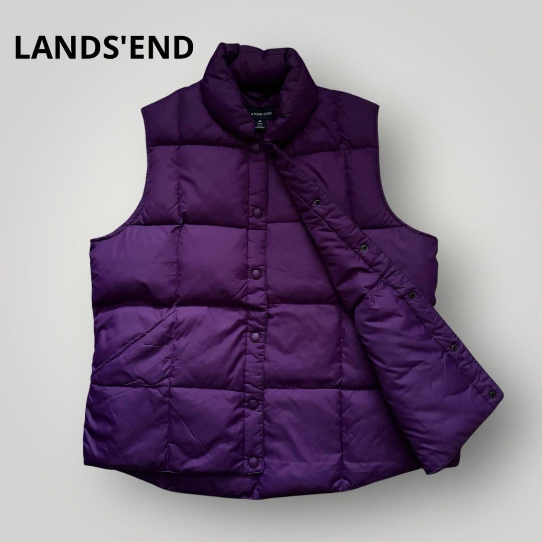 00s LANDS'END ランズエンド キルティング ダウンベスト 紫 M