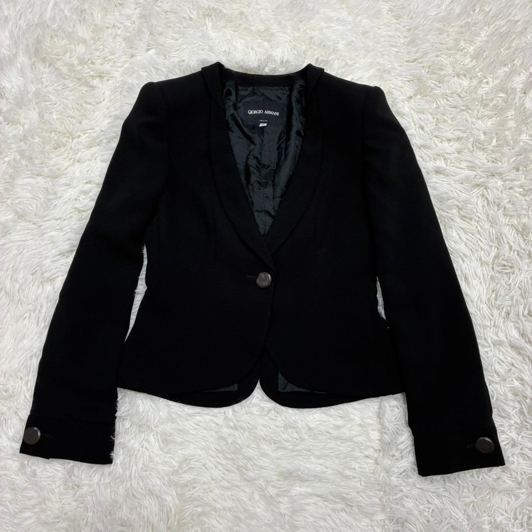【イタリア製 美品✨】ジョルジオアルマーニ テーラードジャケット ブラック