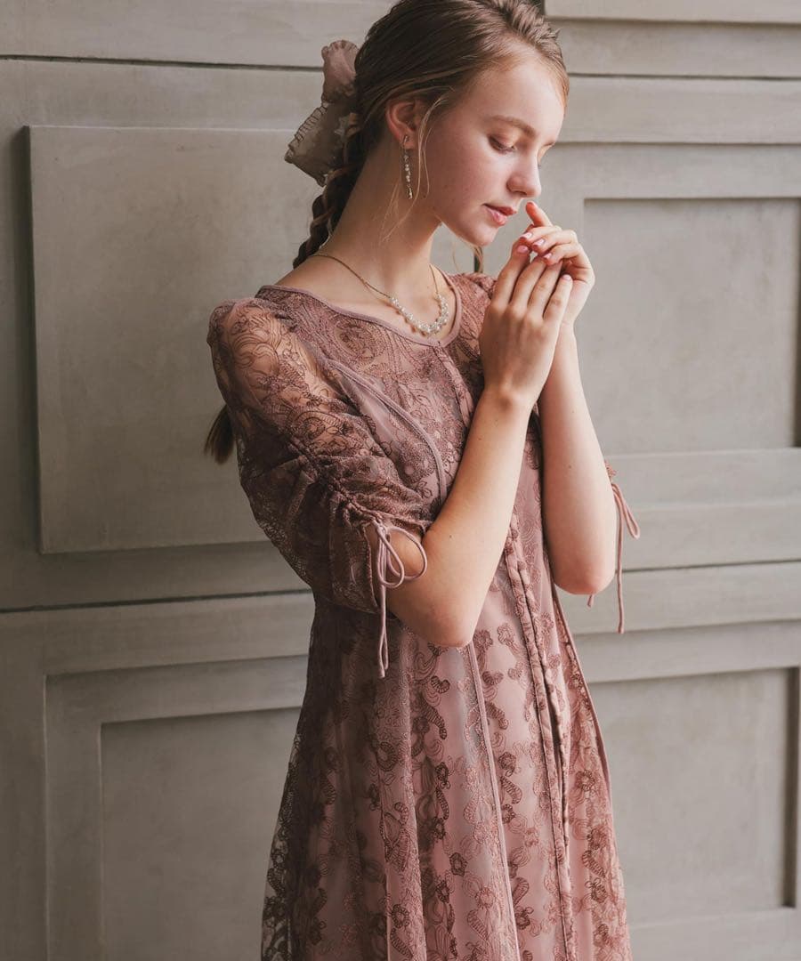 カ★新品★ドリードール　刺繍レースロングカーデキャミワンピセットドレス