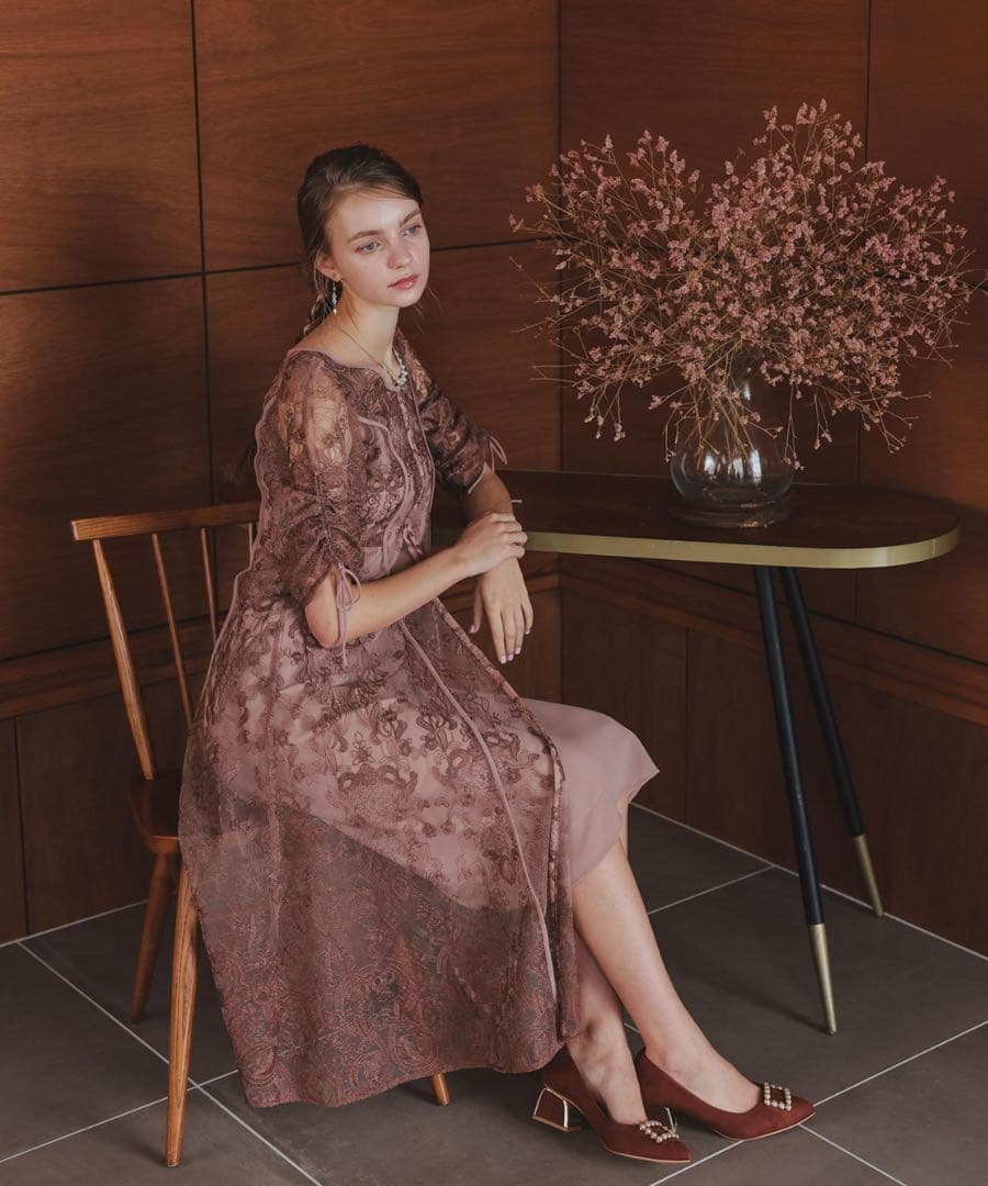 カ★新品★ドリードール　刺繍レースロングカーデキャミワンピセットドレス