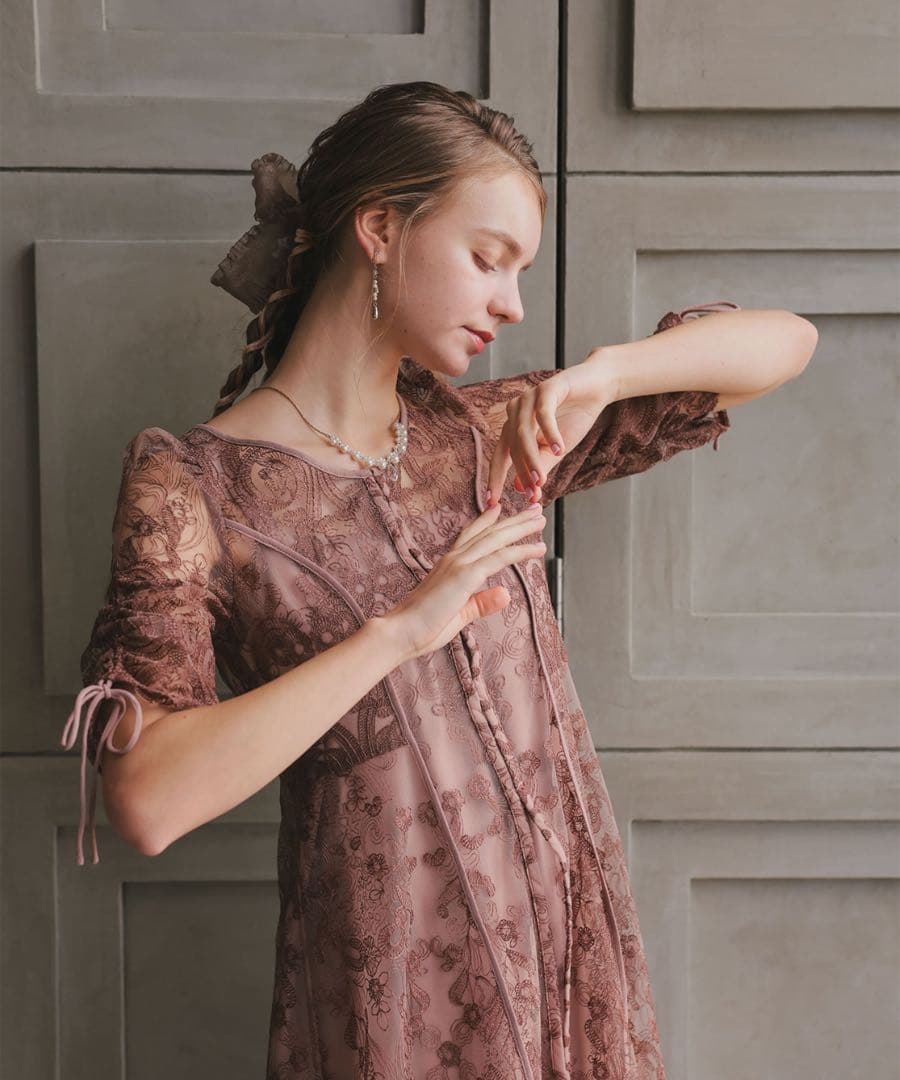 カ★新品★ドリードール　刺繍レースロングカーデキャミワンピセットドレス