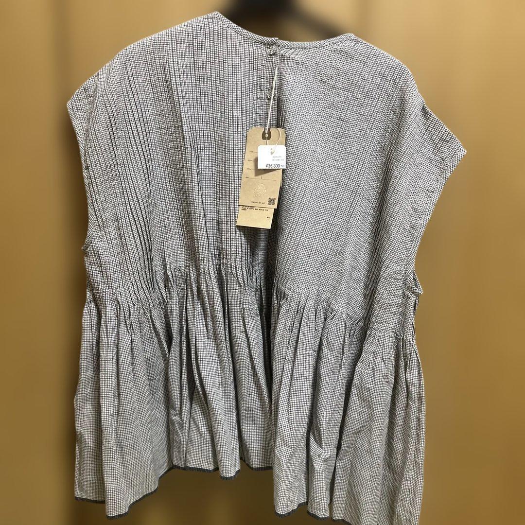 タンタン購入(maison de soil) ドビーチェックフレンチスリーブ