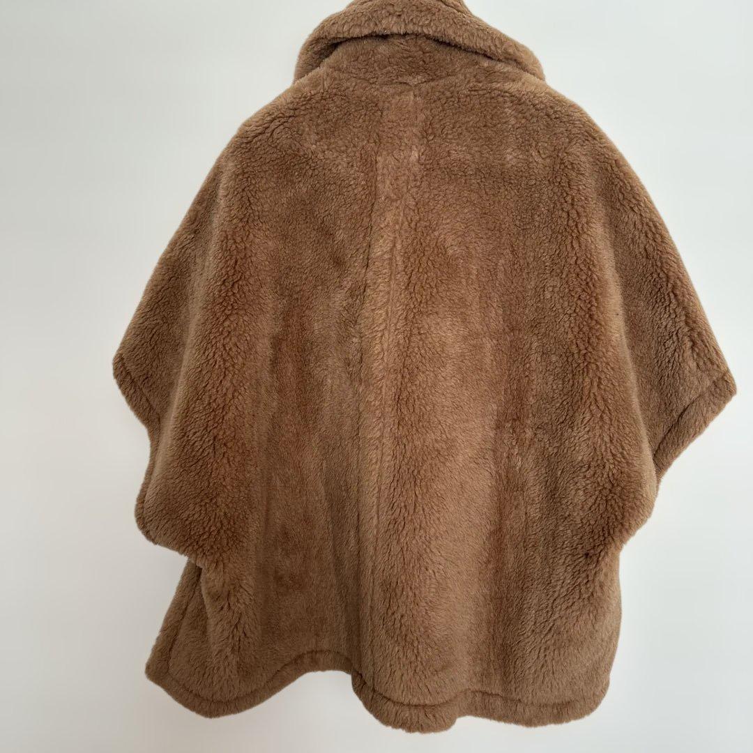 moriponブラウン ダブルブレスト テディアルパカポンチョ