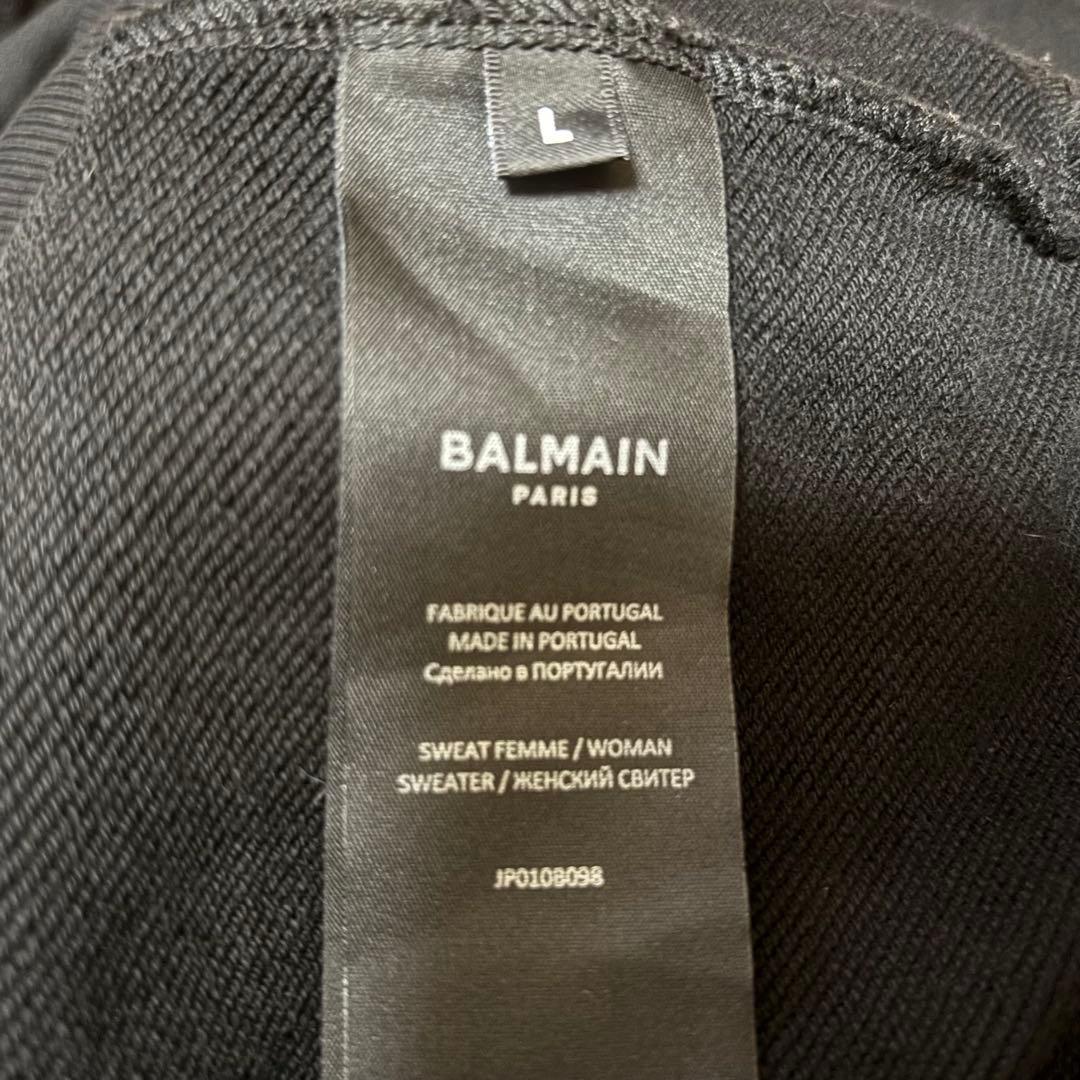 レア 美品！BALMAIN クロップドパーカー フーディー スウェット ロゴ Ｌ