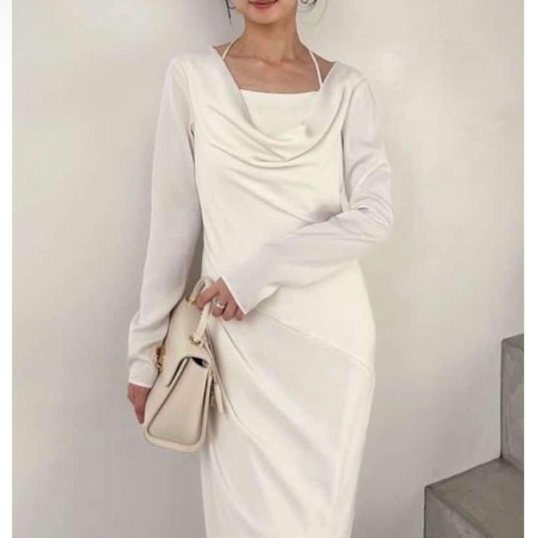 【新品タグ付き】SNIDEL ドレープバックサテンロングワンピース