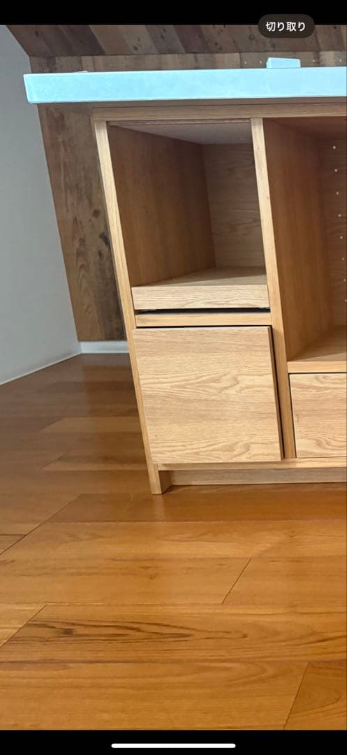 【展示品】※値下げ※オーダーメイド家具　木製キッチンカウンター ステンレス天板