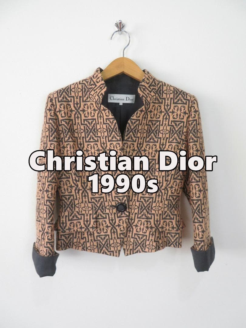オールド クリスチャンディオール ウール シルク ジャガード織 総柄 ジャケット