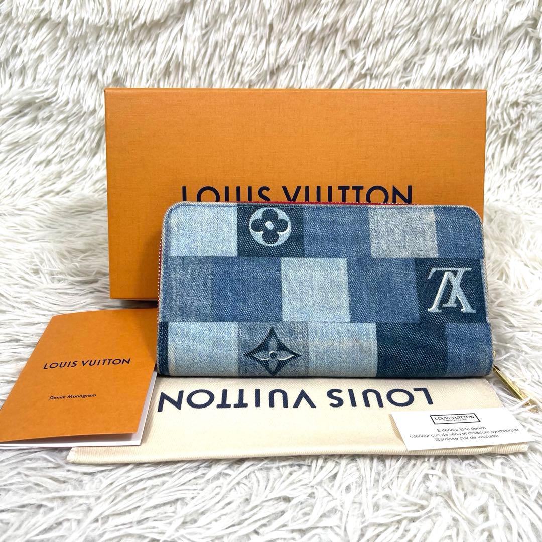 美品‼️ルイヴィトン　ジッピーウォレット　パッチワーク　デニム　モノグラム