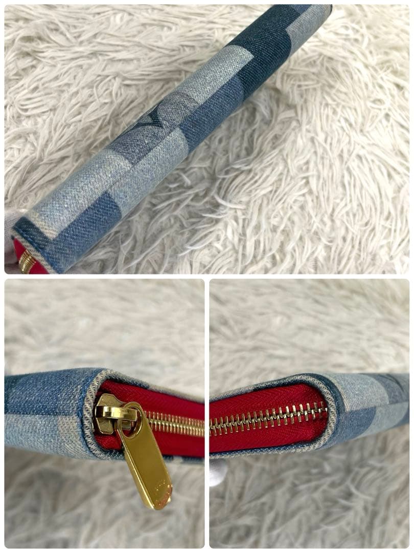 美品‼️ルイヴィトン　ジッピーウォレット　パッチワーク　デニム　モノグラム
