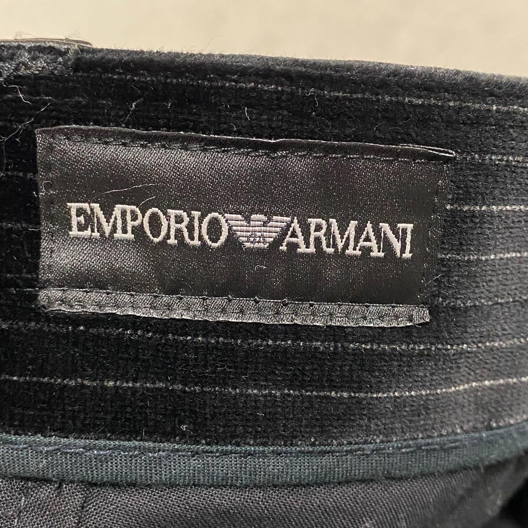 EMPORIO ARMANI ベロアスラックス　ストライプ　ストレート　レザー