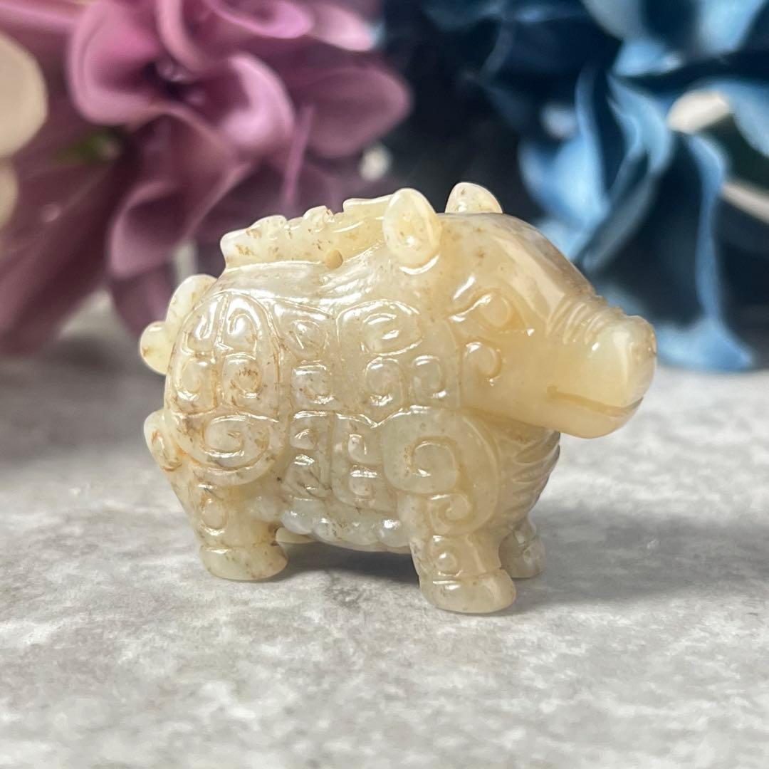 白玉饕餮文根付　提物 吊坠上衣　塑像　老玉　古玉