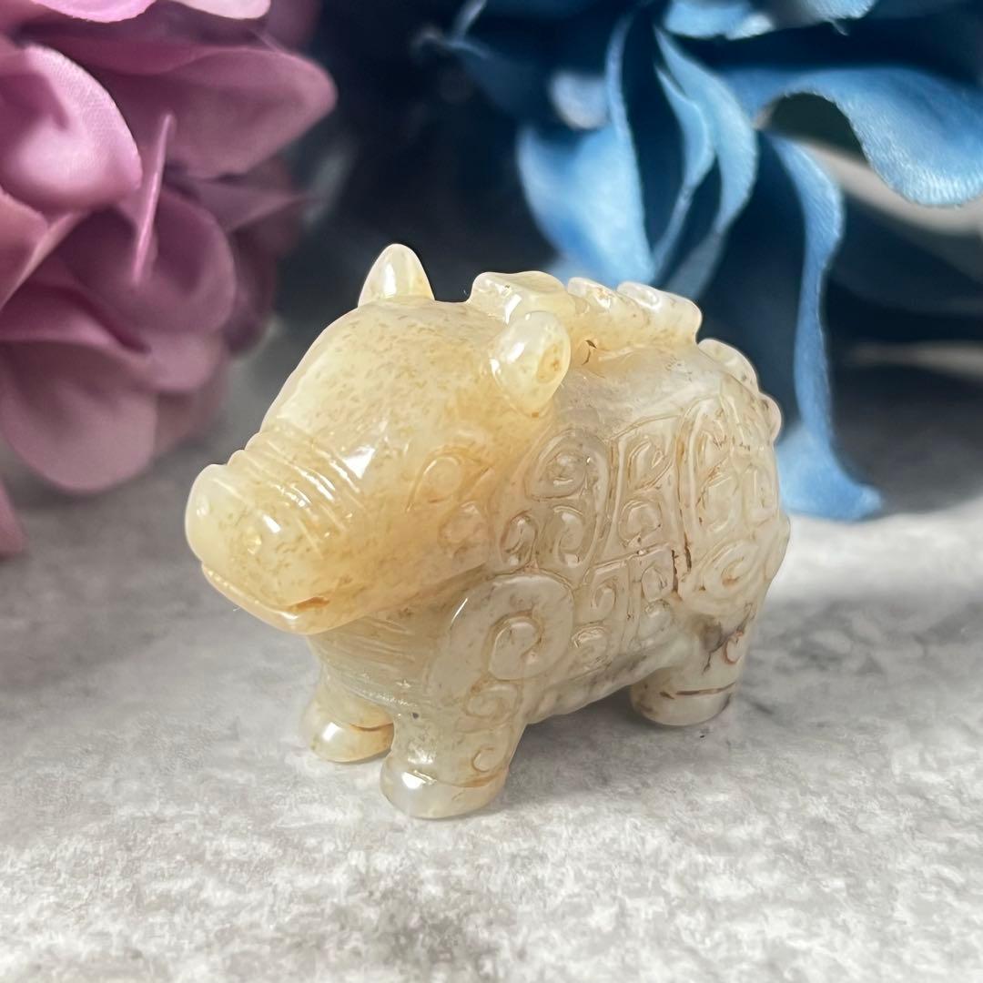 白玉饕餮文根付　提物 吊坠上衣　塑像　老玉　古玉