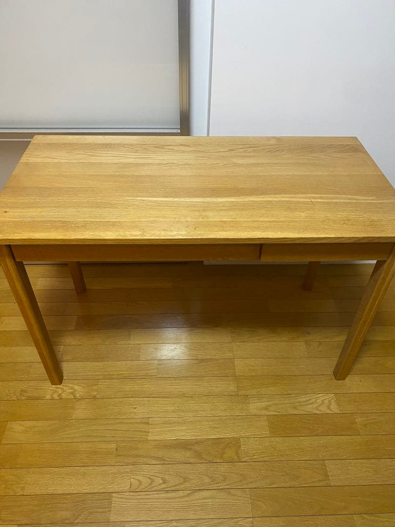 （港区引取限定）無印オーク材デスク 引き出し付き