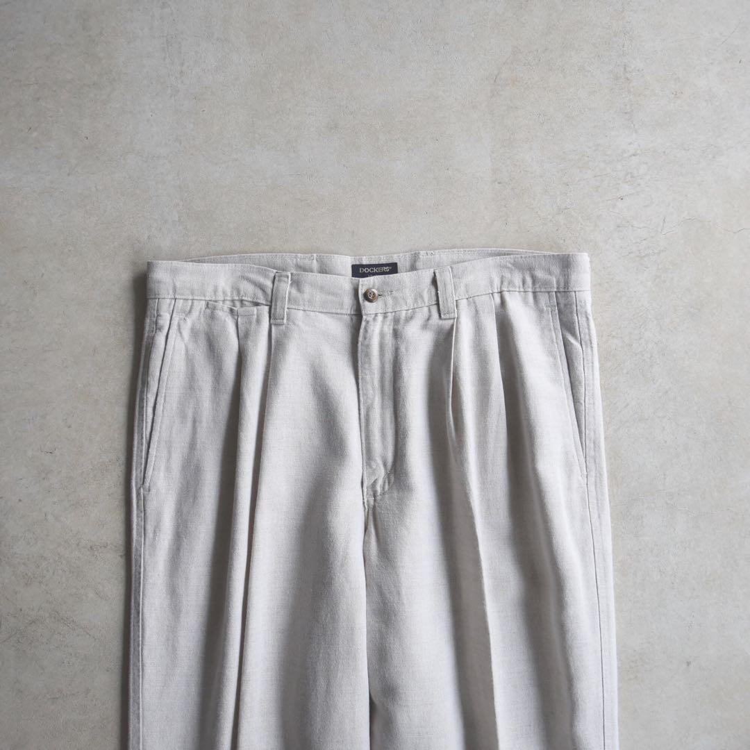 90sドッカーズ リネン ツータックスラックス W36L30 USAリーバイス