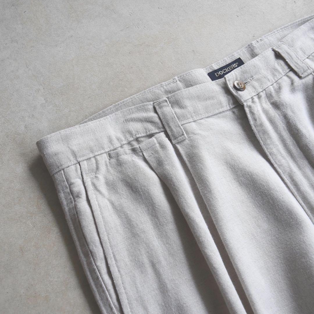 90sドッカーズ リネン ツータックスラックス W36L30 USAリーバイス