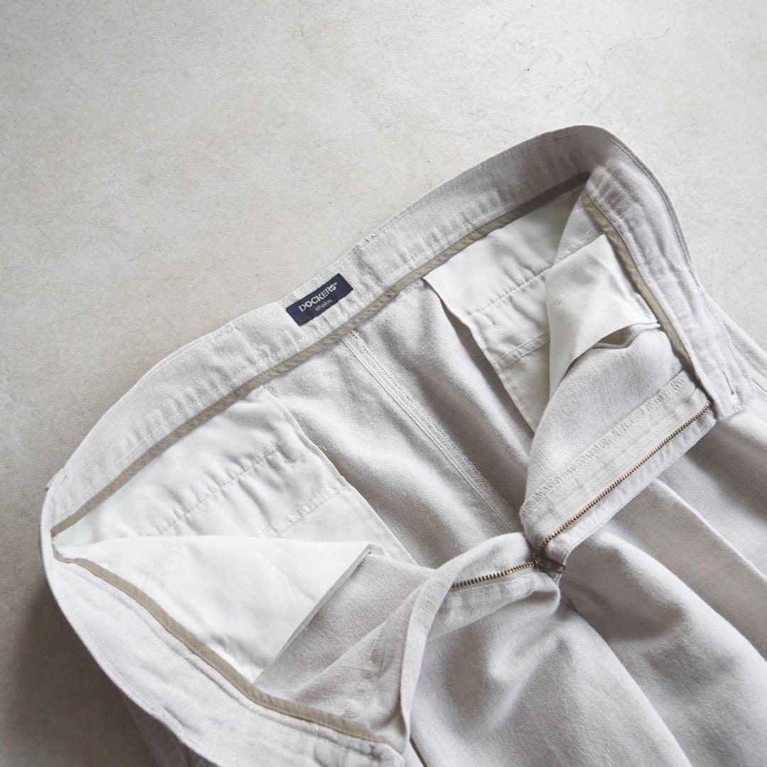 90sドッカーズ リネン ツータックスラックス W36L30 USAリーバイス