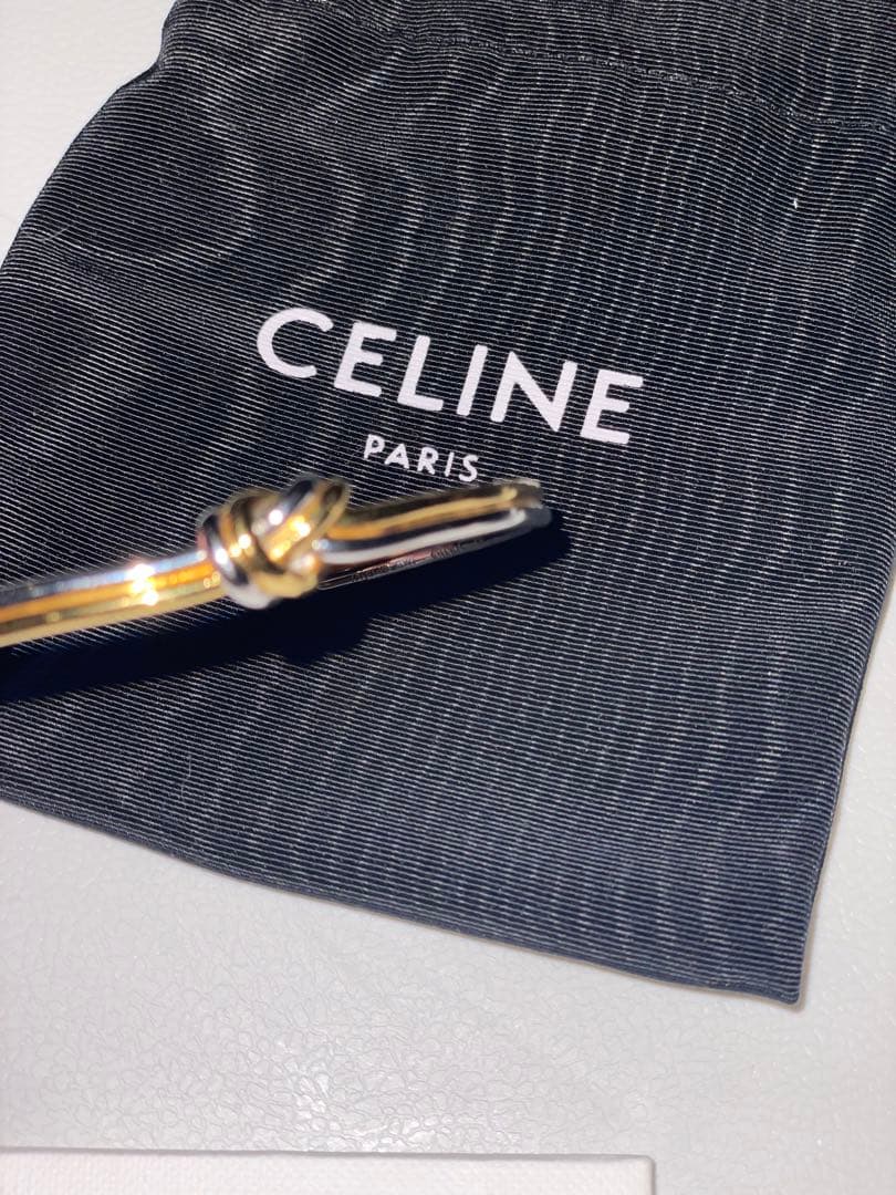 CELINE ノットデザイン バングル　ゴールド&シルバー