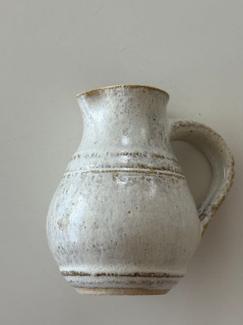 鈴木麻起子 花器 花瓶 ピッチャー型 ベース 白釉 作家もの