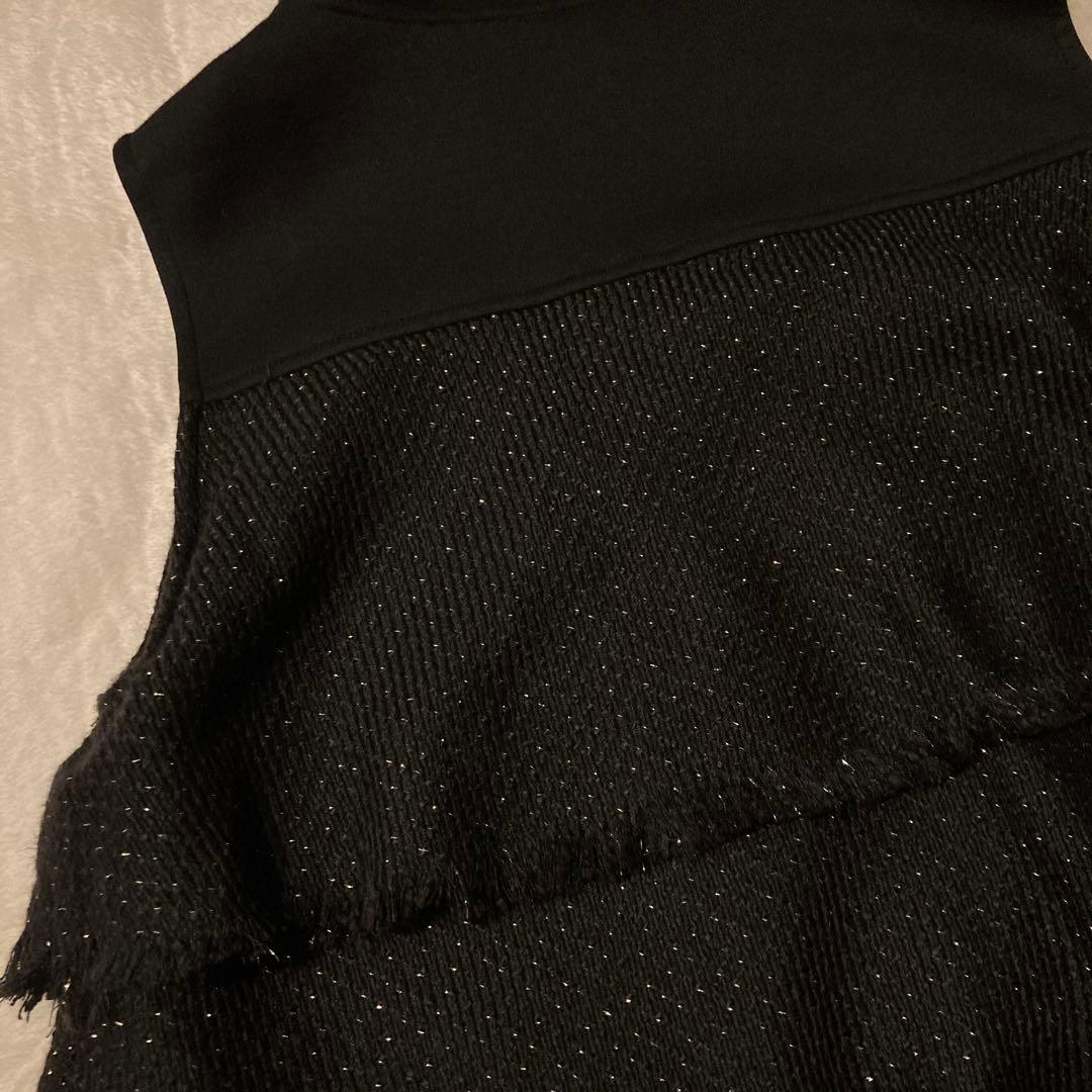 【現行品】美品 vin バックフリルツイードベスト ブラック YAMADAYA