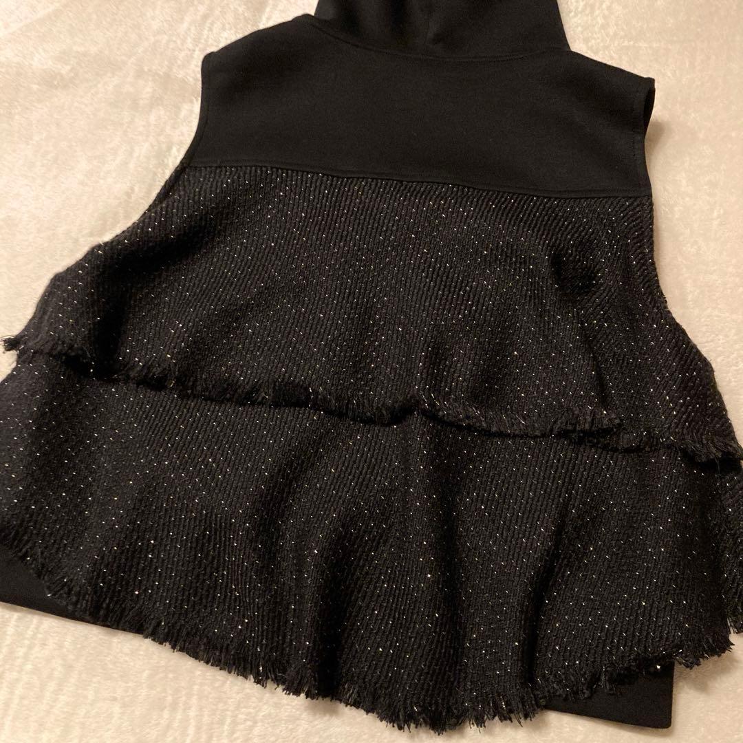 【現行品】美品 vin バックフリルツイードベスト ブラック YAMADAYA