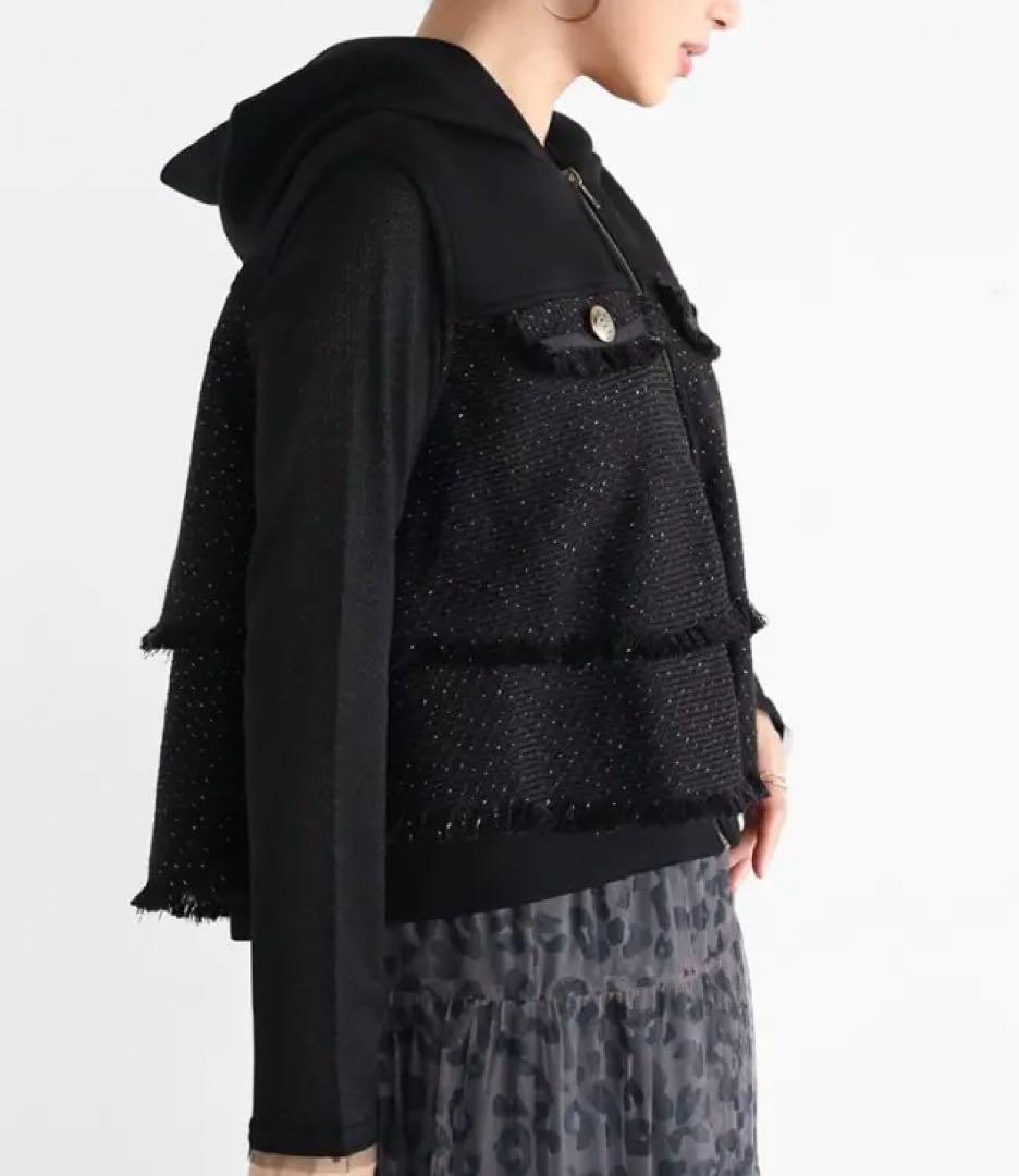 【現行品】美品 vin バックフリルツイードベスト ブラック YAMADAYA