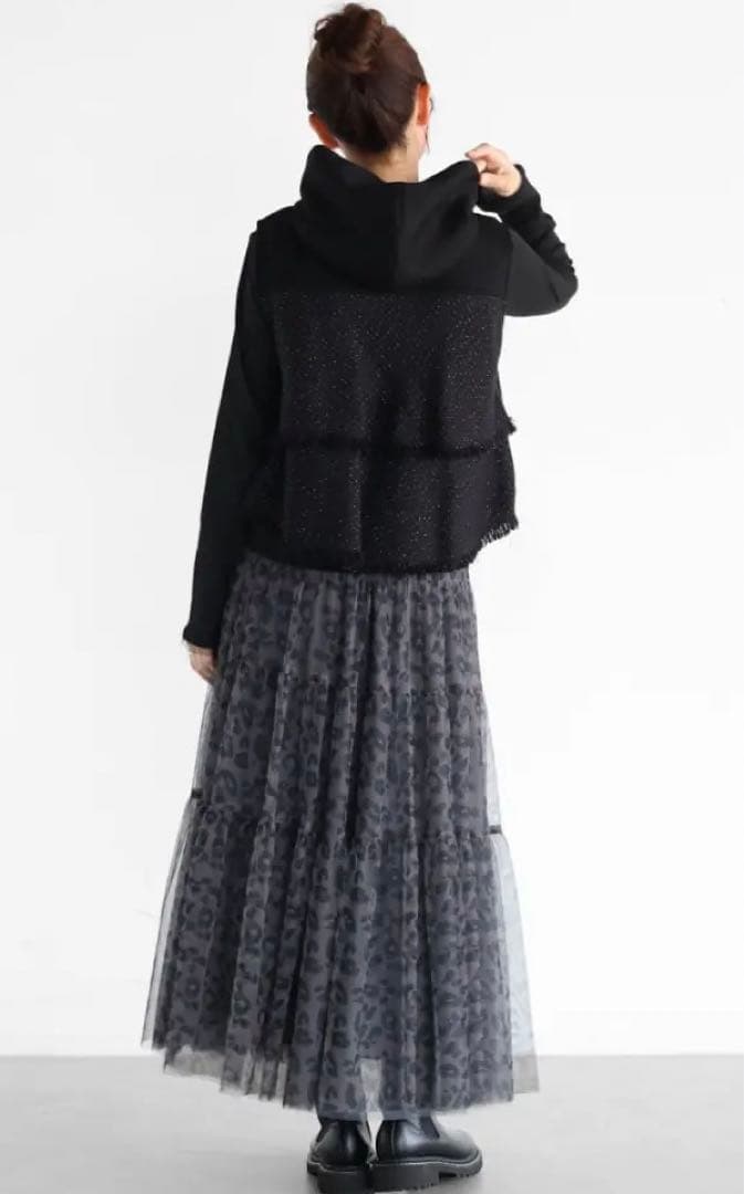 【現行品】美品 vin バックフリルツイードベスト ブラック YAMADAYA