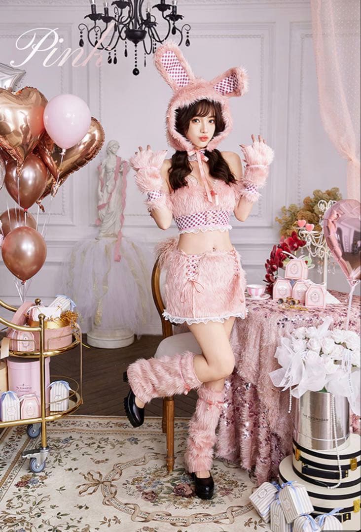 Malymoon テディバニーギンガムファーセットアップ