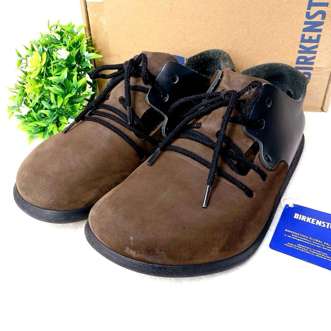 美品 ビルケンシュトック モンタナ 本革レースアップ 40 26cm 茶/黒 革